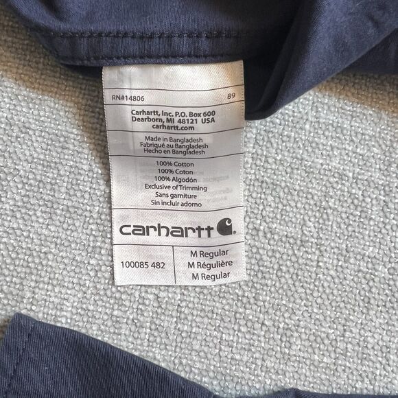 Carhartt Shirt Medium Blue Button Down Long Sleeve Work Casual 100085 Cotton - Picture 7 of 8